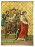 German, Untitled, oil on canvas with embossed gilt backgrounds
