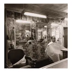 Diane Arbus, Pin-up collection at a barber shop, N.Y.C., 1963, Gelatin silver print