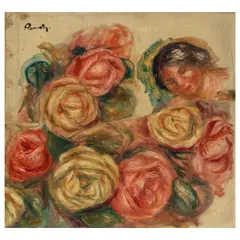 Pierre-Auguste Renoir, Roses et tête de Gabrielle, circa 1912, oil on two joined canvases
