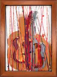 Arman, Untitled, wood construction, guitar string and acrylic on canvas mounted to board