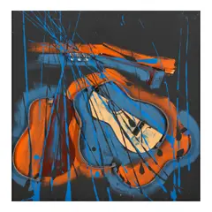 Arman, Untitled, 2003, wood, guitar string and acrylic on canvas mounted to board