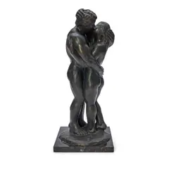 Los Amantes by Felipe Castaneda, 1996, bronze with black and brown patina on a granite base, sold Mar 2026