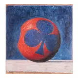 John Stuart Gibson, Single Red Club, 1995, oil on a copper panel affixed to board