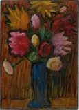 Blumen in blauer Vase (Rosenstrauss) by Alexej von Jawlensky, 1936, Öl auf strukturiertem Malkarton, sold Nov 2025