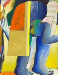 Rot im blauen Mann by Horst Antes, 1965, Acryl auf Leinwand, sold Jun 2025