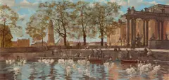 Lotte Laserstein, Potsdamer Stadtschloss mit Schwanenteich, 1929, Öl auf Leinwand