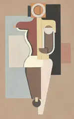 Willi Baumeister, Figur, 1922, Deckfarbe in Weiß, Grau, Rot, Braun, Ocker, Hellblau und Schwarz und Bleistift auf Papier