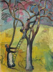 Obsternte by August Macke, 1913, Öl auf Leinwand, auf Malpappe aufgezogen, sold Nov 2011