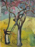 August Macke, Obsternte, 1913, Öl auf Leinwand, auf Malpappe aufgezogen