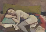 Karl Hofer, Ruhendes Mädchen, Um 1925, Öl auf Leinwand