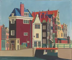 Amsterdam, Rokin by Carl Grossberg, 1925, Tempera auf Leinwand auf Holz, sold Jun 2021