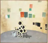 Der Erfinder der Tricolore by Norbert Schwontkowski, 2009, Öl und Collage auf Leinwand, sold Jun 2021