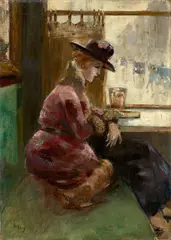 Lesser Ury, Dame im Café, Berlin, 1910, Öl auf Leinwand