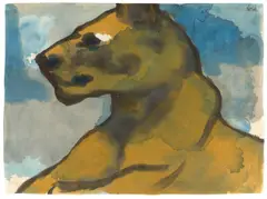 Emil Nolde, Liegende Löwin, Um 1923, Aquarell auf Japan