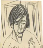 Frauenportrait (Erna Schilling) by Ernst Ludwig Kirchner, Um 1914, Kohle auf Papier, sold Oct 2018