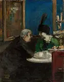 Lesser Ury, Im Café Victoria, Berlin, 1904, Öl auf Leinwand