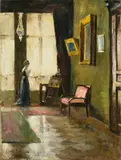 Lesser Ury, Dame am Fenster vor Staffelei
