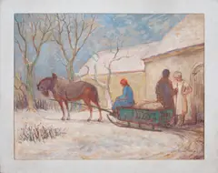 Vlastimil Rada, Stop by the Mill, 1942, tempera, cardboard