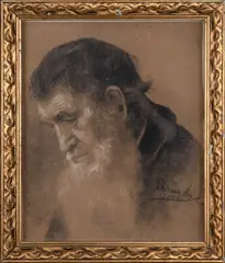 Jakub Schikaneder, Portrait of Elderly Man, Second half of 19th century, charcoal, chalk, paper