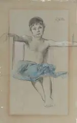 Jan Preisler, Drawing of a Boy, Around 1900, coloured chalks, paper