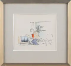 Vladimír Renčín, Cartoon, 1990s, ink, watercolour, collage, paper