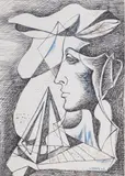 Jaroslav Veris, Profile of a Woman, 1966, ink, paper