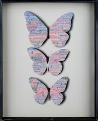 Butterflies by Jiří Kolář, 1969, collage, cardboard, wood, sold Mar 2024