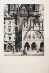 Vladimír Silovský, Houses in Front of the Týn Temple, 1934, etching, paper