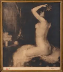 Nude by the Mirror by Tavík František Šimon, 1921, mezzotint, paper, sold Mar 2024