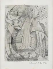 Flower Bouquet by Emil Filla, 1930s, drypoint, paper, sold Mar 2024