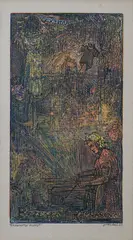 Josef Vácha, Dedication Certificate - Boženka Kašparová, 1952, five colour woodcut, paper