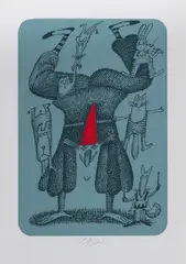Adolf Born, Clown with a Red Hat, 1983, serigraphy, paper