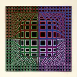 Untitled by Victor Vasarely, c. 1975, Color screenprint on paper, sold Mar 2017