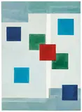 Oskar Fischinger, Construction with Red Square, 1963, Oil on canvas board