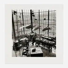 Herbert Matter, Calder with Mobile (for the Hotel Avila) (from the Calder by Matter portfolio), gelatin silver print