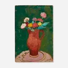 Gershon Benjamin, Still Life with Flowers, 1950, oil on paper board