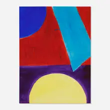 Red, Yellow and Blue Composition by Lloyd Raymond Ney, 1962, watercolor on paper, sold Sep 2023