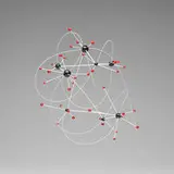 Kevin Osmond, Cosmic Squiggle, 2013, wooden sphere, carbon fiber rods, nylon filament, nail lacquer