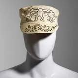 Keith Haring, Keith Haring World Tour hat with Dancing Figures drawing, 1983, ink on fabric