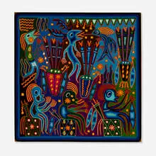 José Benítez Sánchez, Yarn Painting, yarn on wood in artist's frame