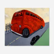 Seymour Chwast, The Red Bus, 1987, acrylic on canvas