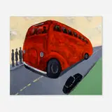 Seymour Chwast, The Red Bus, 1987, acrylic on canvas