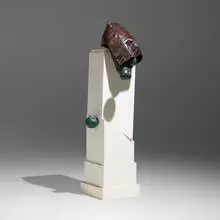 The Fall by Paul Suttman, 1989, bronze, wood, sold Sep 2023