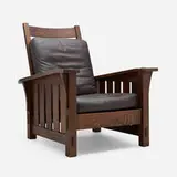 Gustav Stickley, Bent-arm Morris chair, model 369