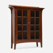 Limbert, Bookcase, model 358, c. 1910, oak, glass, copper