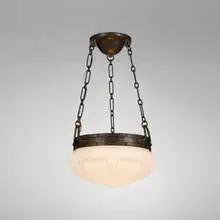 Victor Toothaker for Roycroft, Hanging lamp from the Grove Park Inn, Asheville, c. 1910, handwrought copper, frosted glass