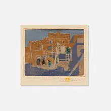 Night of the Fiesta - Taos by Gustave Baumann, woodcut in colors on Zanders laid, sold Jun 2026