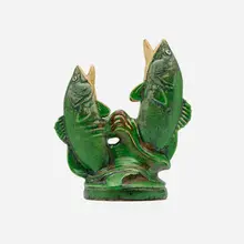 Weller Pottery, Coppertone Double Fish bud vase