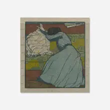 Max Kurzweil, Der Polster (The Cushion), 1903, woodcut in colors on Japan paper