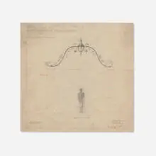 Samuel Yellin, Gate head drawing for Prentiss L. Coonley, c. 1923, colored pencil and graphite on paper